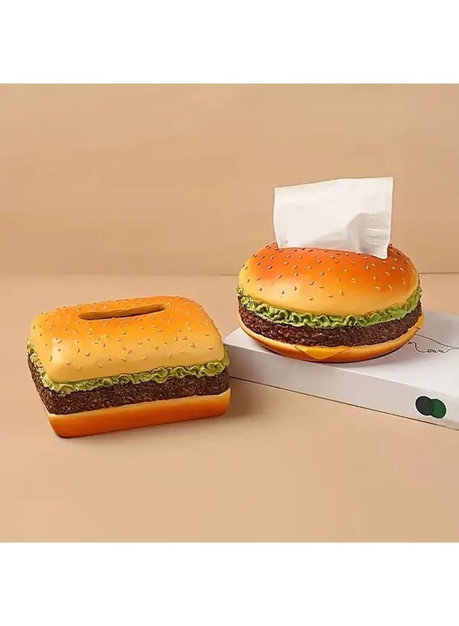 حامل علبة المناديل برجر مستدير ديكور للمطبخ والمكتب قاعدة مستقيمة هدية مثالية - Image 2